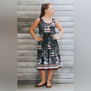 Vintage black/white/red sheer dress, size M